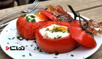 لذت آشپزی : "گوجه فرنگی شکم پر با تخم مرغ"