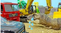 ماشین بازی کودکانه - ماشین سنگین اسباب بازی پسرانه - حمله دایناسور به ماشین ها