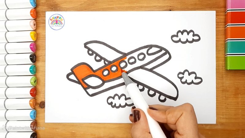 نقاشی هواپیما - آموزش نقاشی کودکان - آموزش نقاشی هواپیما کودک - نقاشی آسان کودک