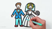 آموزش نقاشی عروس و داماد  نقاشی کودکان  رنگ آمیزی