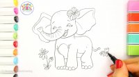 نقاشی آسان و زیبا فیل | آموزش نقاشی حیوانات فیل | نقاشی برای کودکان