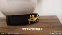 دستبند چرم اسپرت با پلاک اسم نقره آبکاری طلایی سفارشی