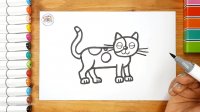 آموزش نقاشی گربه کودکان _ کشیدن نقاشی گربه _ آموزش نقاشی گربه _ کلیپ نقاشی کودک
