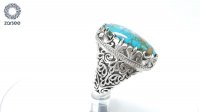 انگشتر فیروزه نیشابوری مردانه رکاب شبکه کاری کد R39