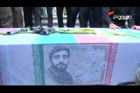 طواف پیکر شهید حججی در روضه منوره رضوی