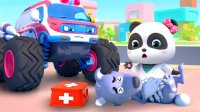 کارتون بیبی باس : ماشین آمبولانس و دکتر پاندا و مریض اورژانسی