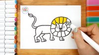 آموزش نقاشی شیر برای کودکان - آموزش نقاشی کودکان - چگونه شیر بکشیم - نقاشی آسان