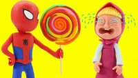 کارتون خمیر بازی خنده دار خمیر بازی خارجی کودکانه جدید : مرد عنکبوتی و نجات آبنبات ماشا