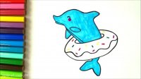 آموزش نقاشی حیوانات | نقاشی کودکانه زیبا | نقاشی دلفین در حال بازی