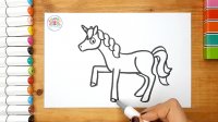 آموزش نقاشی اسب تک شاخ - آموزش نقاشی کودکان - نقاشی کودک اسب یونیکورن
