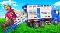 فیلم ماشین بازی کودکانه پسرانه جدید 221 :: ماشین بزرگ حمل حیوانات