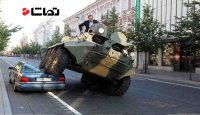 شهردار پایتخت لیتوانی، خودروی متخلف را با تانک زیر گرفت!