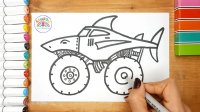 آموزش نقاشی ماشین هیولا کوسه - آموزش نقاشی کودکان - نقاشی آسان - نقاشی کودک