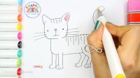 نقاشی آسان و زیبا گربه | آموزش نقاشی گربه حیوانات | نقاشی برای کودکان