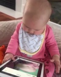 نوزاد بامزه و تبلت Baby Accidentally Headbutts iPad