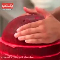 تزئین کیک به شکل هندوانه