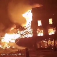 به آتش کشیدن مرکز پلیس شهر میناپولیس بدست معترضان به قتل جورج فلوید