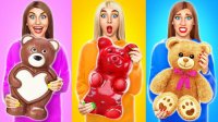 تفریح و سرگرمی خوراکی  : چالش پاستیل خرسی - هوبا هوبا - پاپ کرن