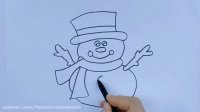 آموزش نقاشی به کودکان - نقاشی آدم برفی