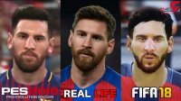مقایسه چهره بازیکنان بارسلونا در pes18 و fifa18