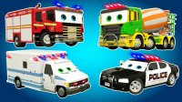 کارتون ماشین پلیس آتش نشانی آمبولانس و ماشین سنگین حمل سیمان