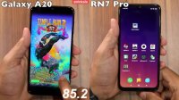 بررسی سرعت عملکرد گوشی های گلکسی A20 و Redmi note 7 pro