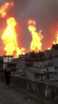 آتش سوری مهیب در پی انفجار خط لوله گاز در چین