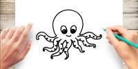 نقاشی اختاپوس کودکانه به روش آسان