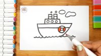 آموزش نقاشی کودکان - نقاشی کشتی کودک - چگونه کشتی بکشیم - نقاشی ساده