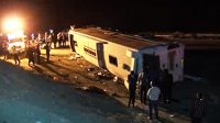 واژگونی اتوبوس در مسیر مشهد کرمانشاه