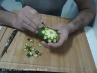 آموزش میوه آرایی - طرح گل روی کدو سبز