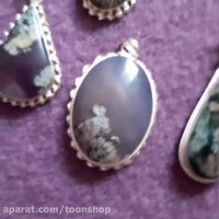 گردن آویز زیبای عقیق شجر با رکاب نقره دست ساز