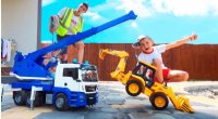 کلیپ ماشین بازی کودکانه با الکس :: ماشین جرثقیل و بیل مکانیکی سنگین