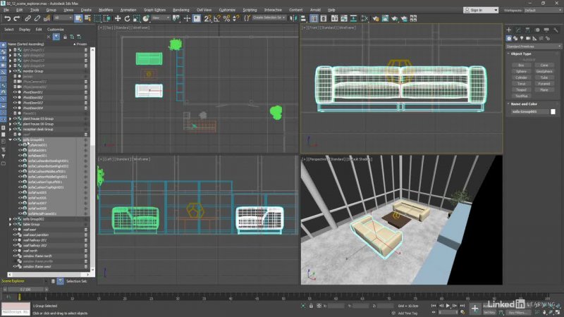 آموزش تری دی مکس مقدماتی 3ds max Using the Scene Explorer outline