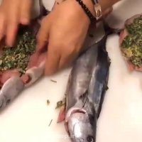 پر نمودن محتویات شکم ماهی