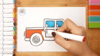 آموزش نقاشی ماشین وانت | نقاشی وانت برای کودکان | نقاشی ساده و آسان