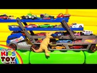 ماشین آمبولانس و پلیس :  سرسره بازی روی تریلی : جنگ دایناسور و مانستر تراک : ماشین مک کویین