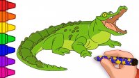 آموزش نقاشی حیوانات کودکانه : تمساح