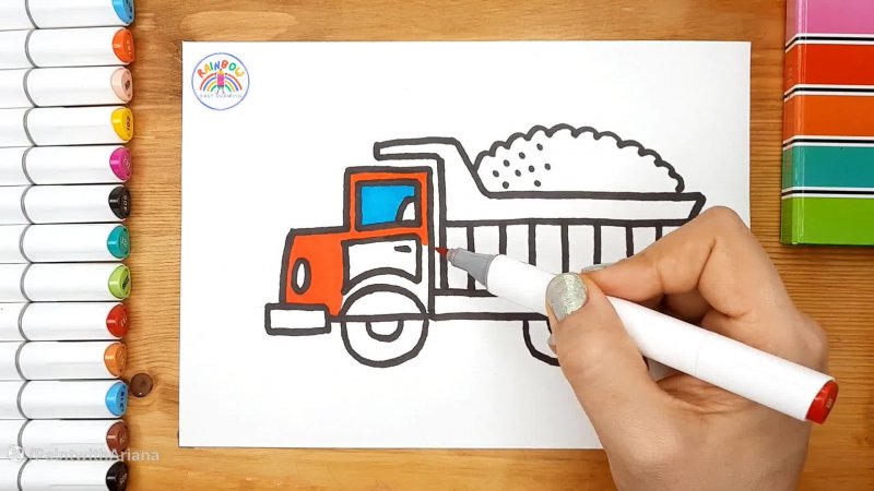 آموزش نقاشی کامیون - آموزش نقاشی کودکان - نقاشی کامیون کودکان - نقاشی آسان
