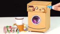 ساخت کاردستی برقی در منزل :: ساخت ماشین لباسشویی با کارتن مقوایی