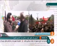 صحبت پدر شهید محسن حججی در تشییع پیکر پسرش