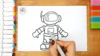 آموزش نقاشی فضانورد  - آموزش نقاشی کودکان - نقاشی آسان فضانورد کودک