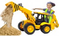 ماشین بازی ساده برای کودکان :: ماشین سنگین اسباب بازی بیل مکانیکی و کامیون