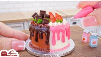 آشپزی با وسایل مینیاتوری : کیک نصف شکلات نصف توت فرنگی