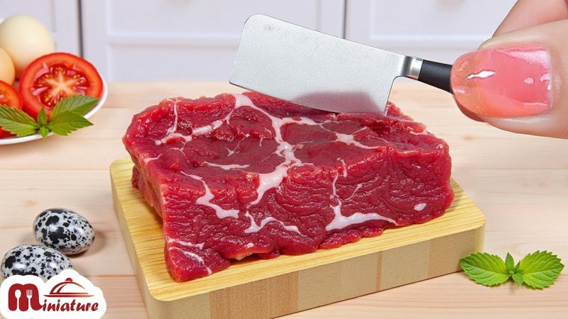 آشپزی با وسایل مینیاتوری - گوشت شکم پر با تخم مرغ