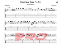 نت گیتار شبهای بعد از تو رضا بهرام به همراه تبلچر