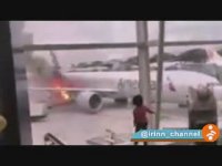 آتش گرفتن هواپیمای مسافربری امریکایی روی باند