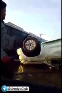 واژگونی تریلی خودروبر در میاندوآب آذربایجان غربی