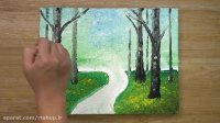 راه رفتن زوج در تکنیک نقاشی جنگل / پنبه سوابس # 429