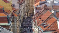 View from the height Powder Tower in Prague timelapse. Historical and cultural monument